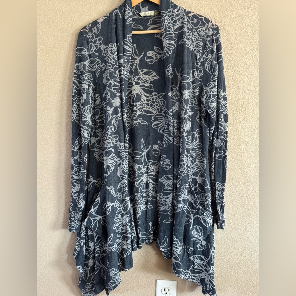 Chalet Blue and White Floral Sweater